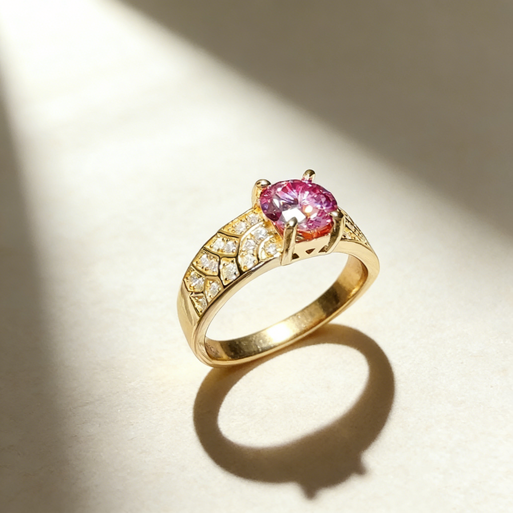 Pink Elegance Moissanite Ring