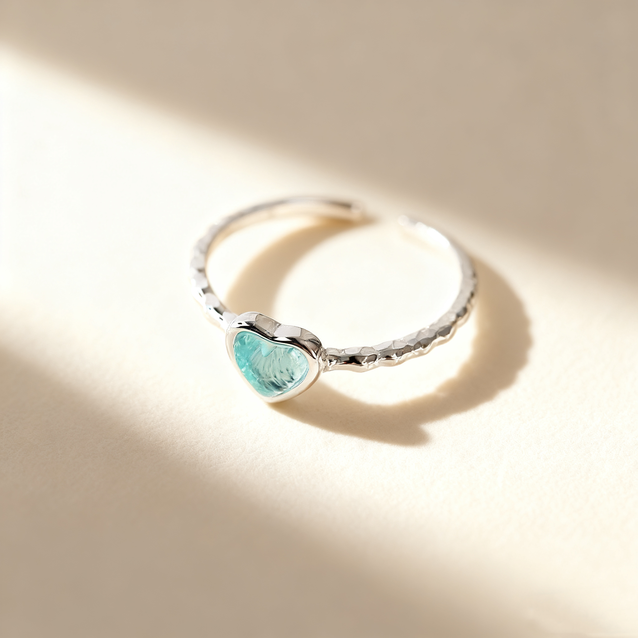 Heart-Cut Aquamarine Ring