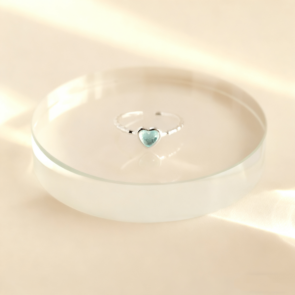 Heart-Cut Aquamarine Ring