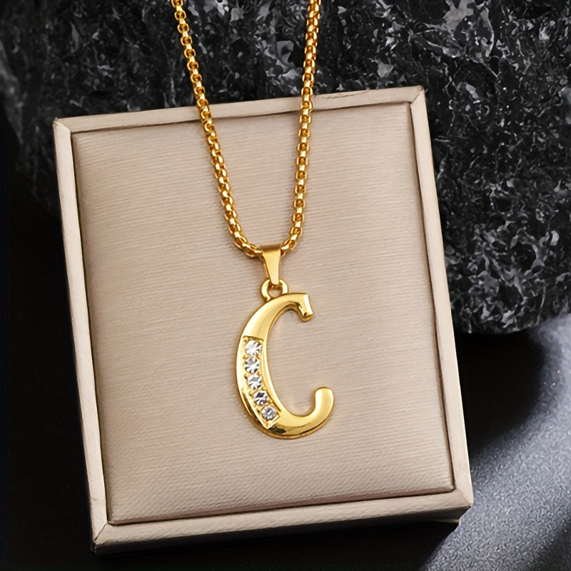 Crystal Accent Initial Necklace | Gold