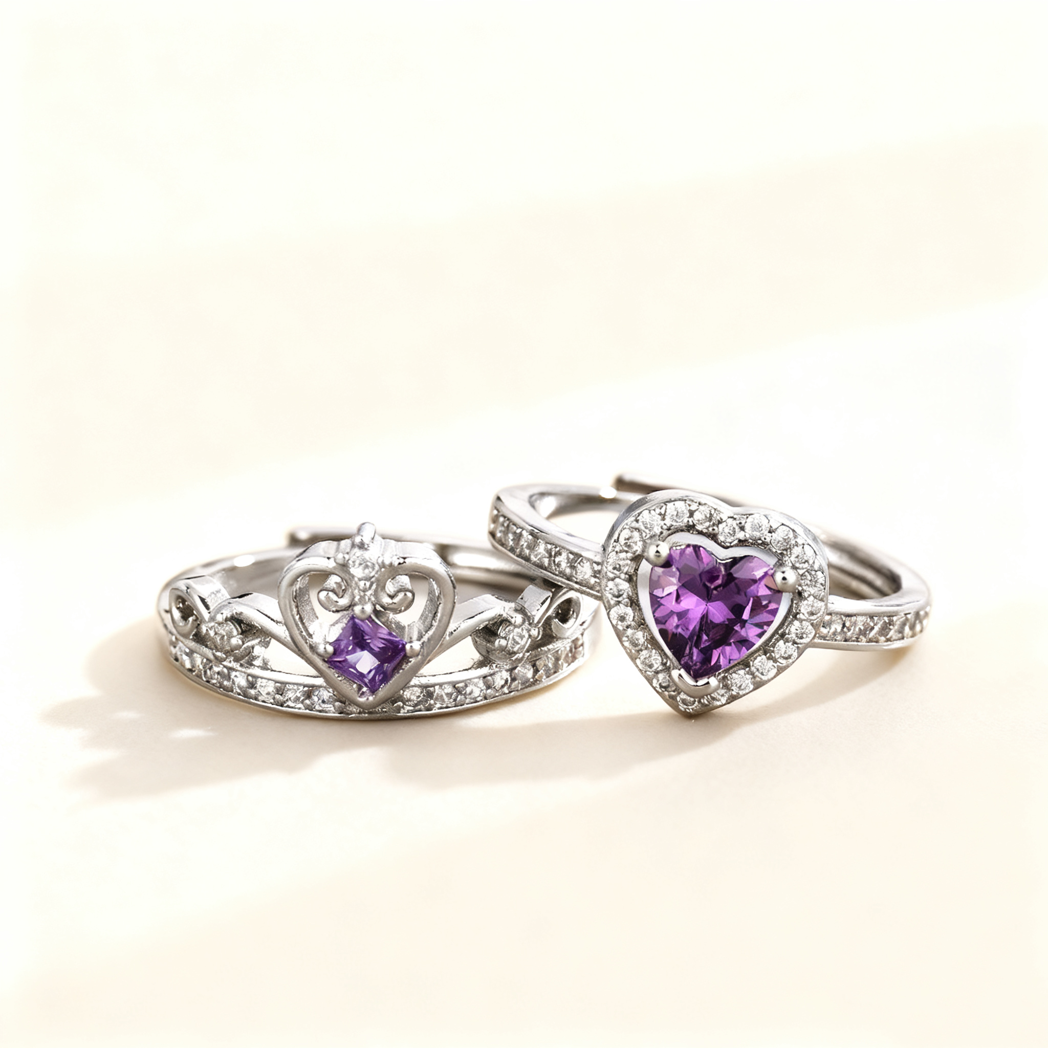 Amethyst Crown Ring Set
