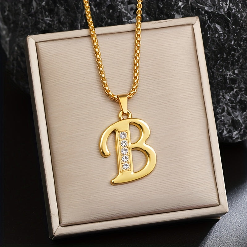 Crystal Accent Initial Necklace | Gold
