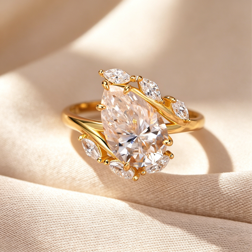 Pear-Shaped Cut Moissanite Ring