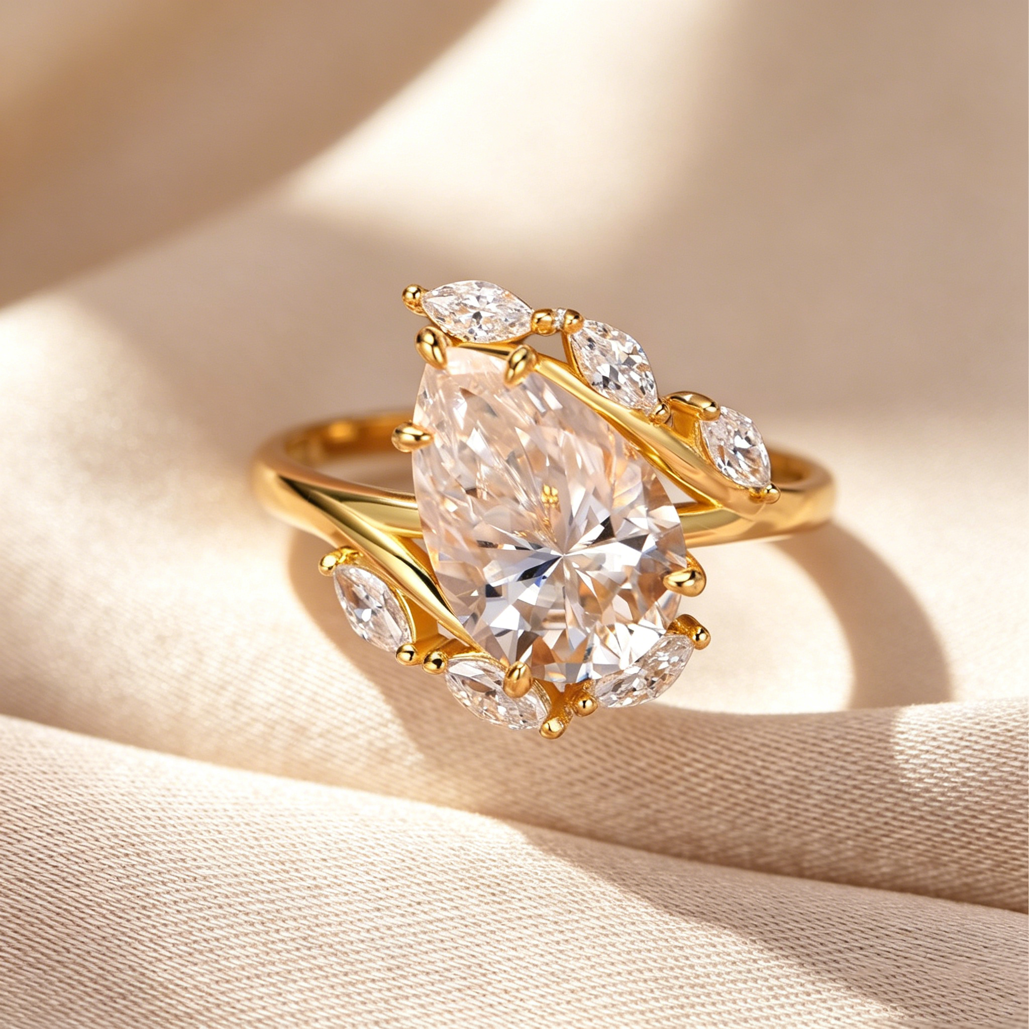 Pear-Shaped Cut Moissanite Ring