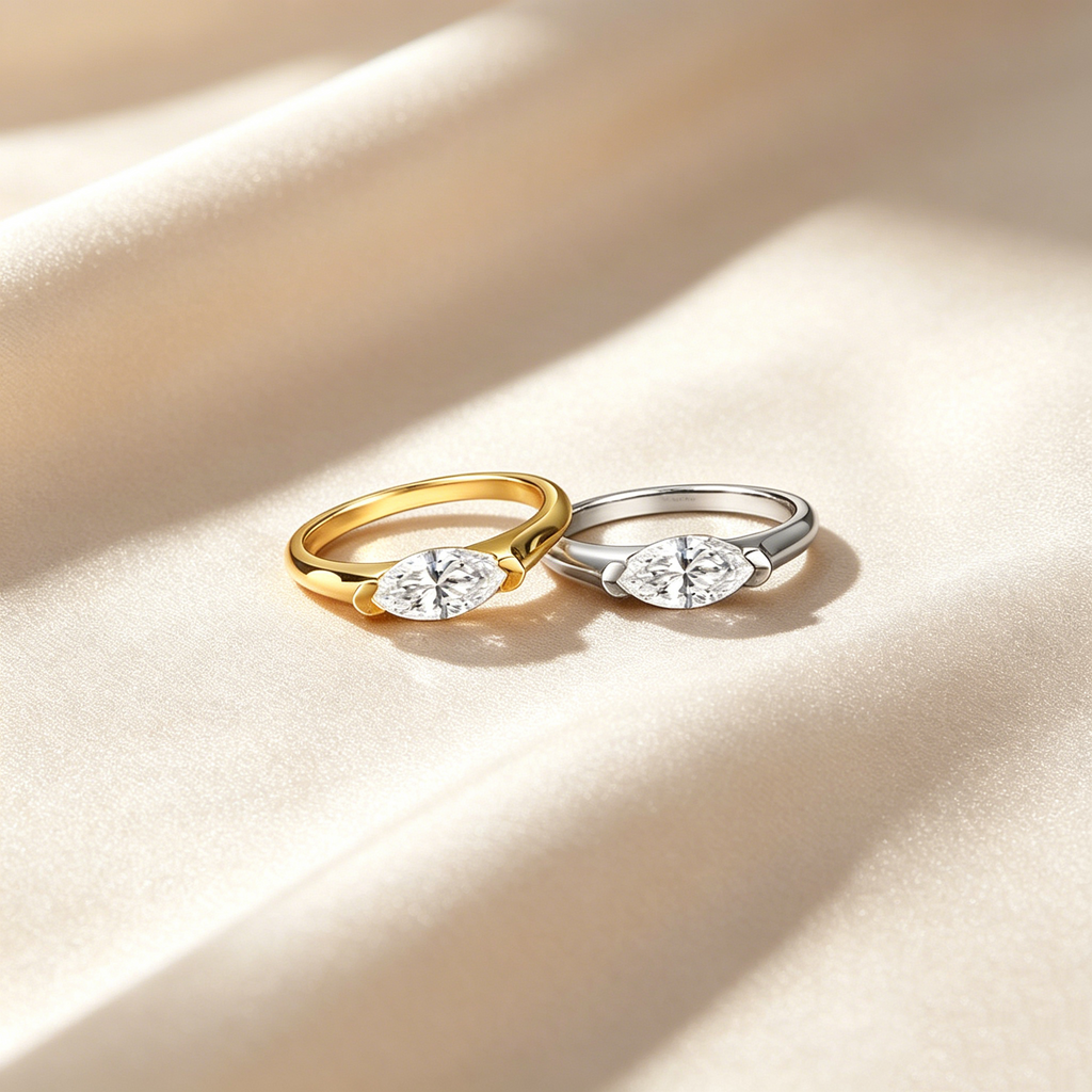 Marquise Solitaire Moissanite Ring