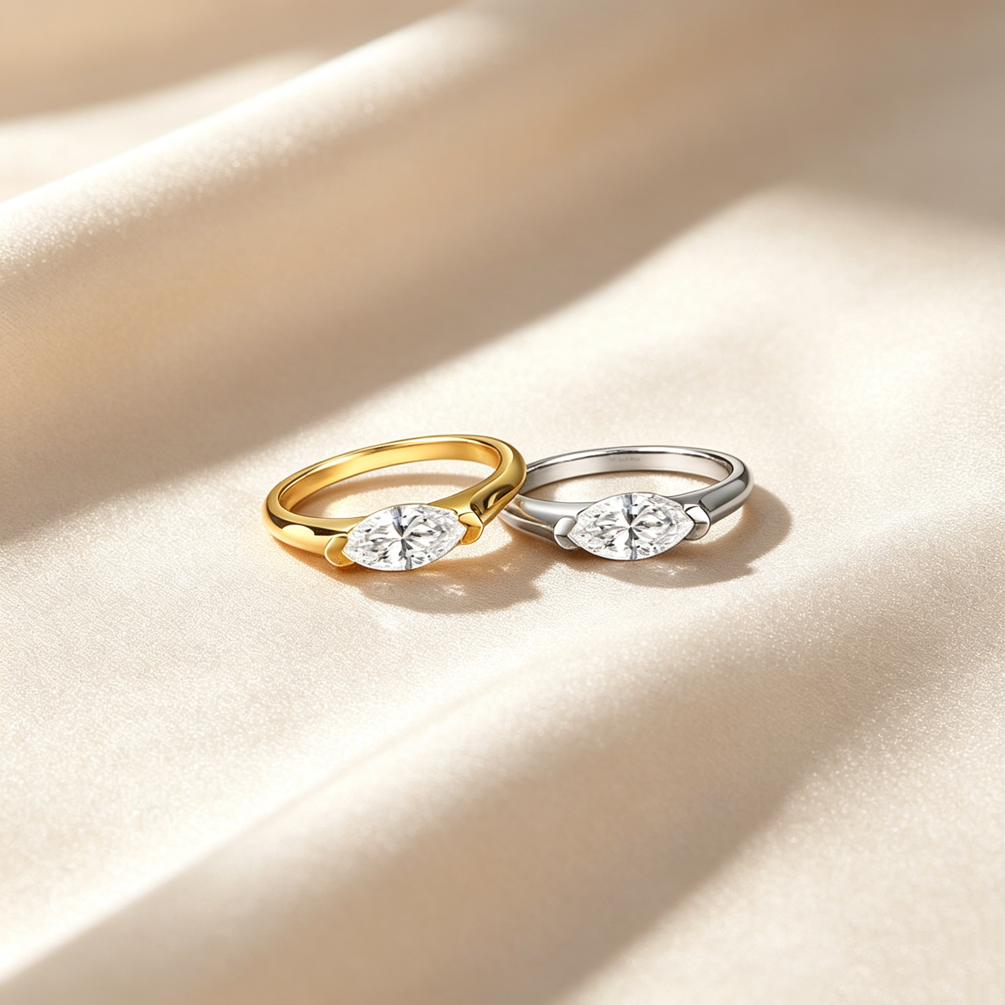Marquise Solitaire Moissanite Ring