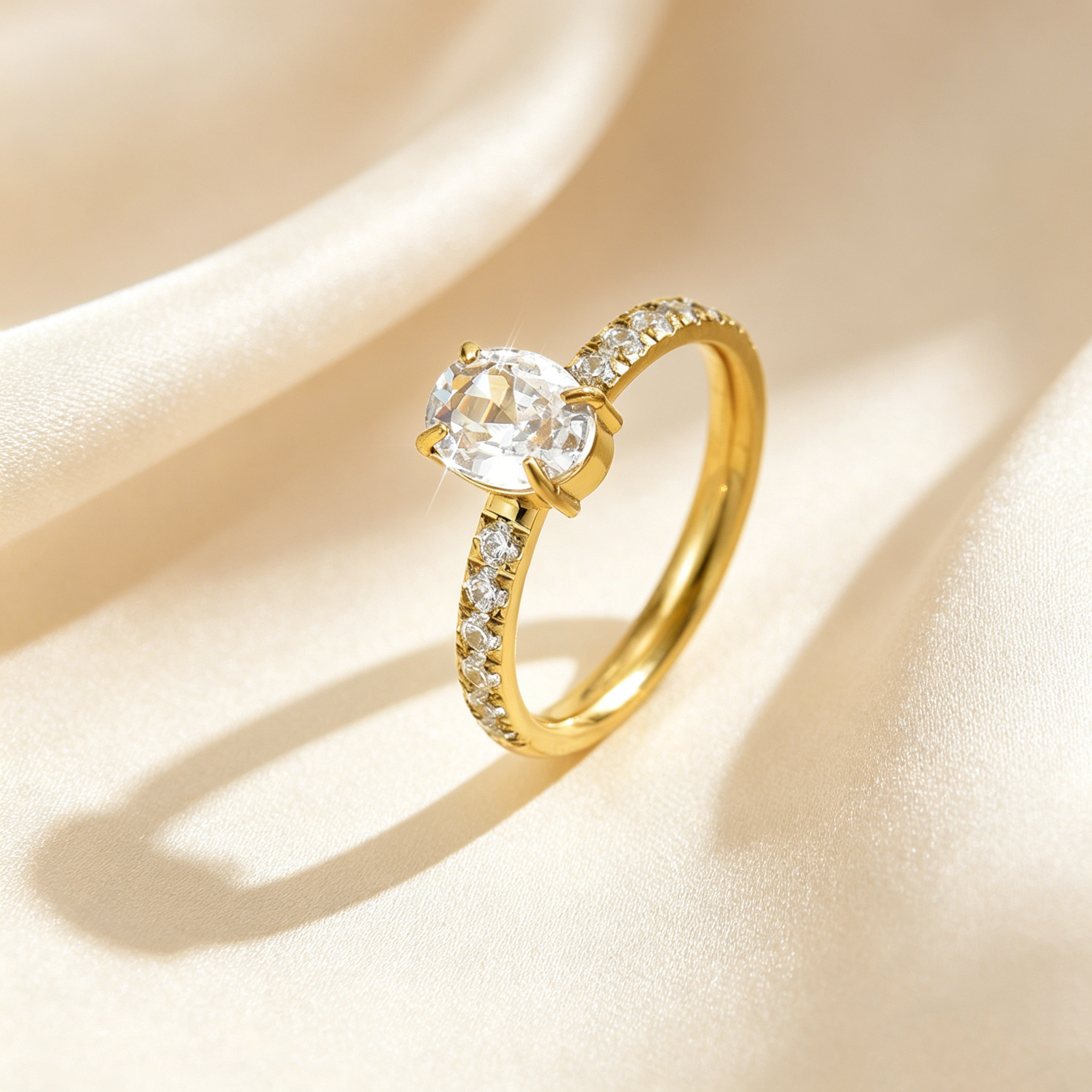 Oval Lumière Pavé Moissanite Ring