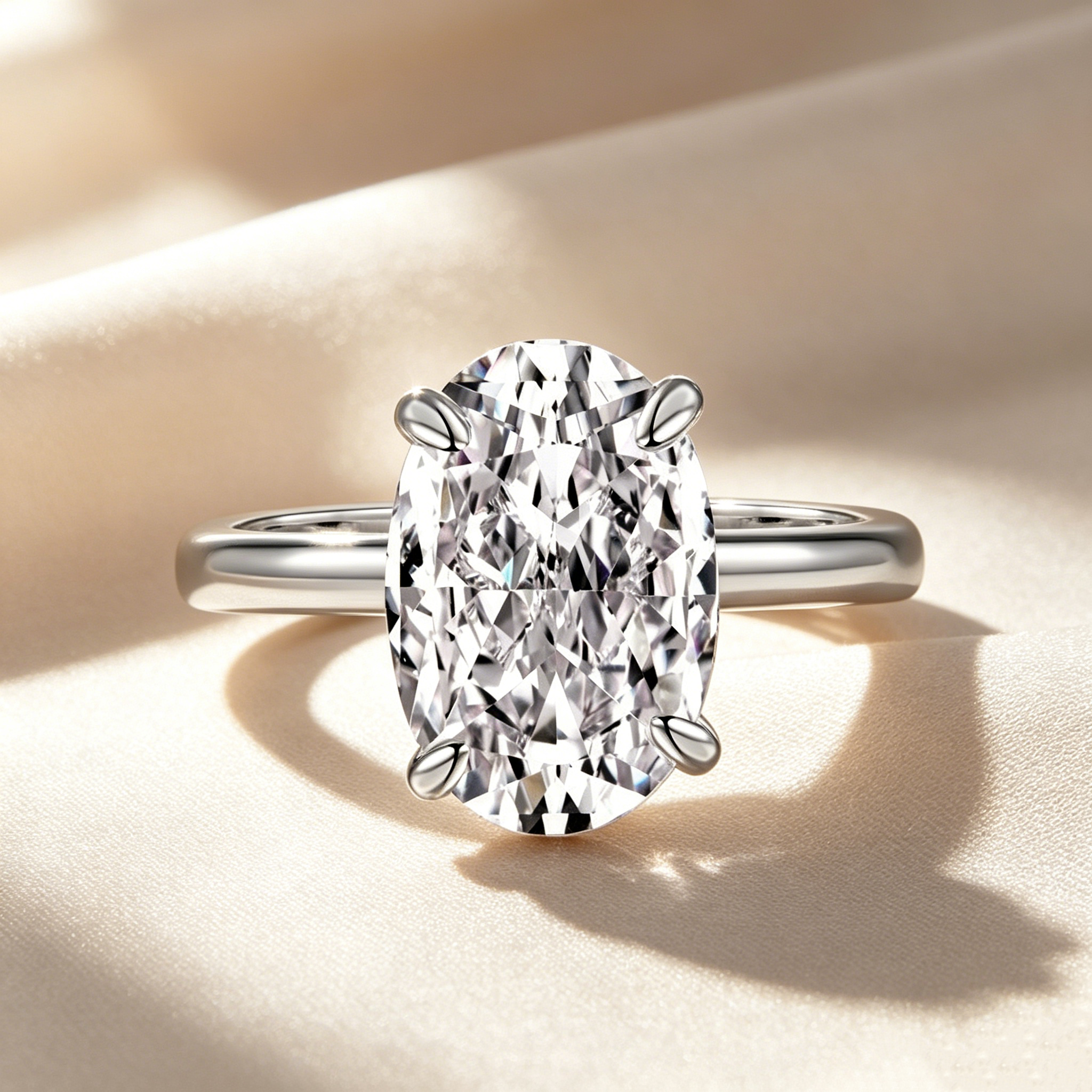 Oval Solitaire Moissanite Ring