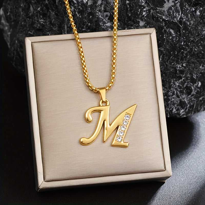 Crystal Accent Initial Necklace | Gold