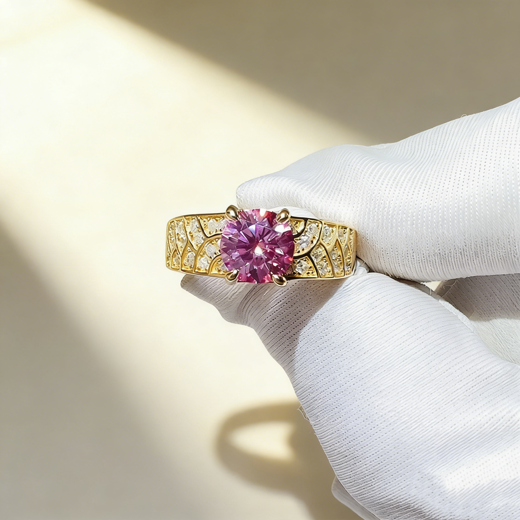 Pink Elegance Moissanite Ring