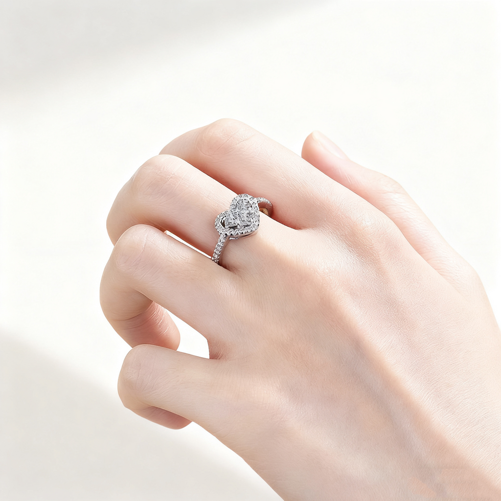 Heart-Shaped Pavé Diamond Ring