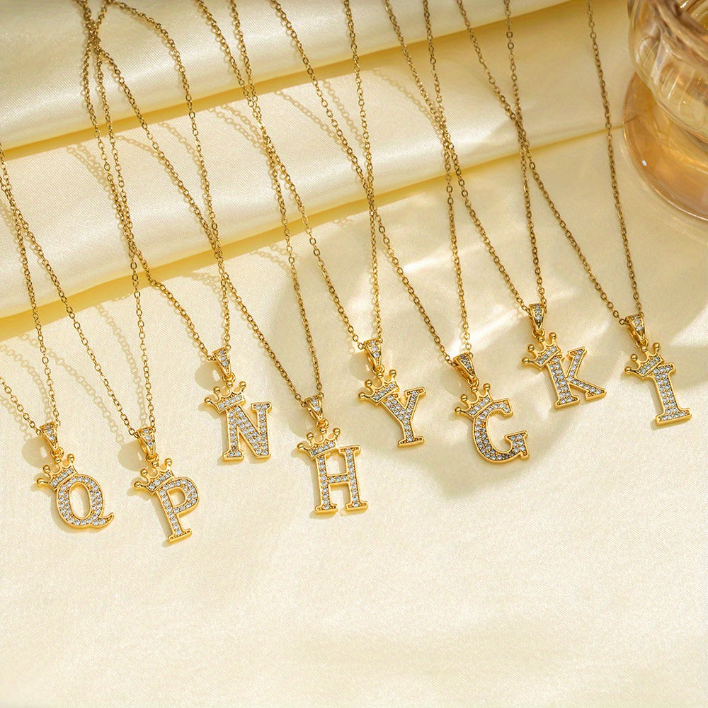 Initial Crown Necklace | Gold