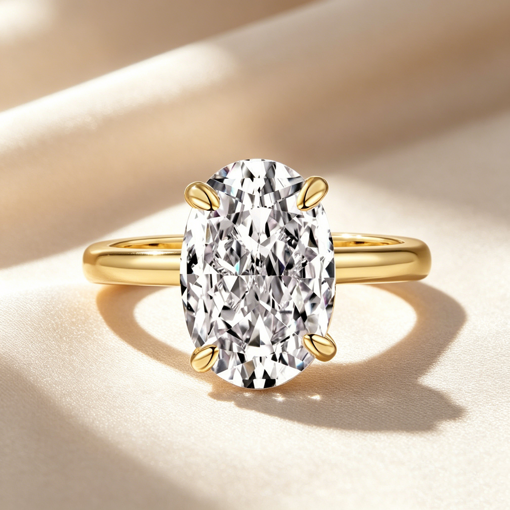 Oval Solitaire Moissanite Ring