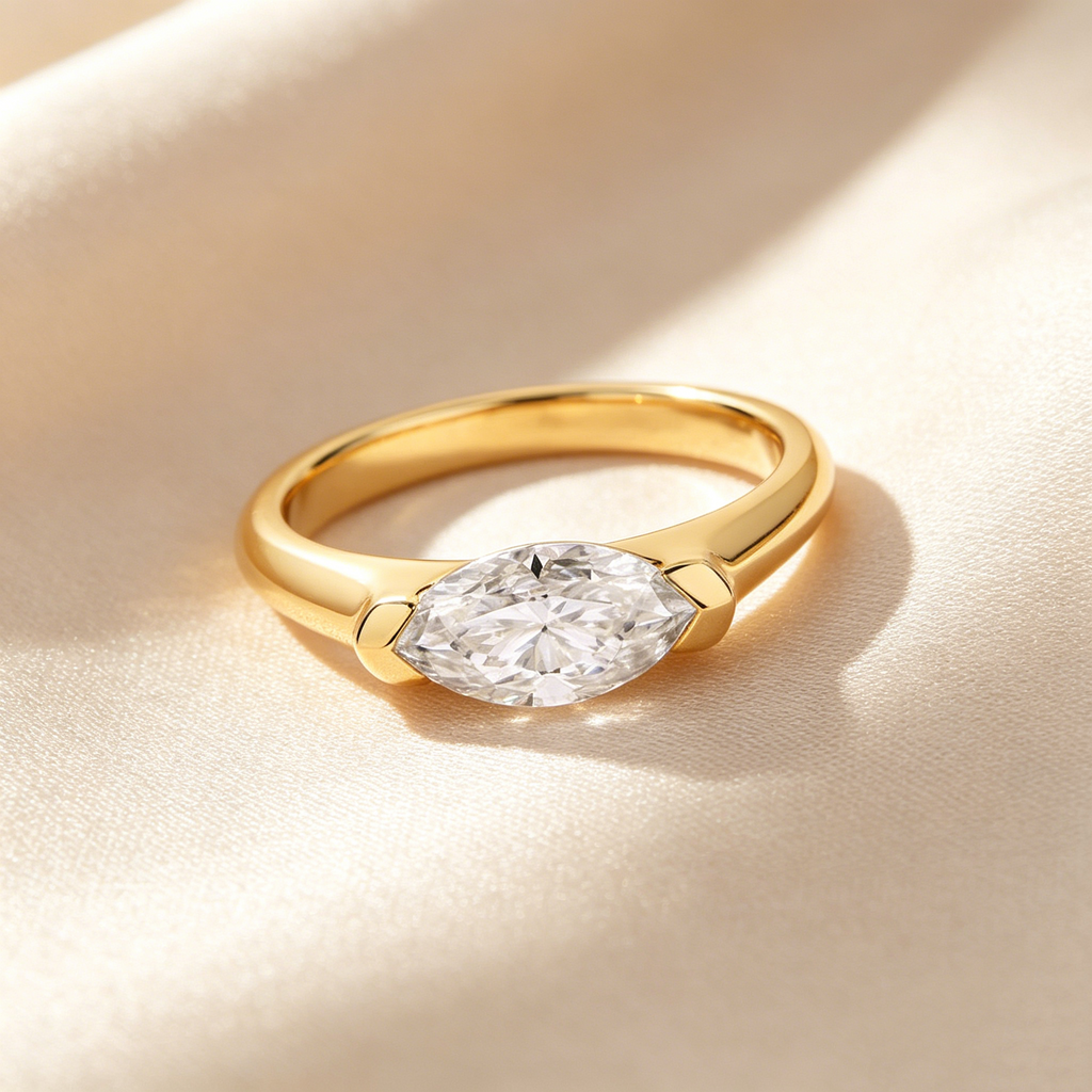 Marquise Solitaire Moissanite Ring