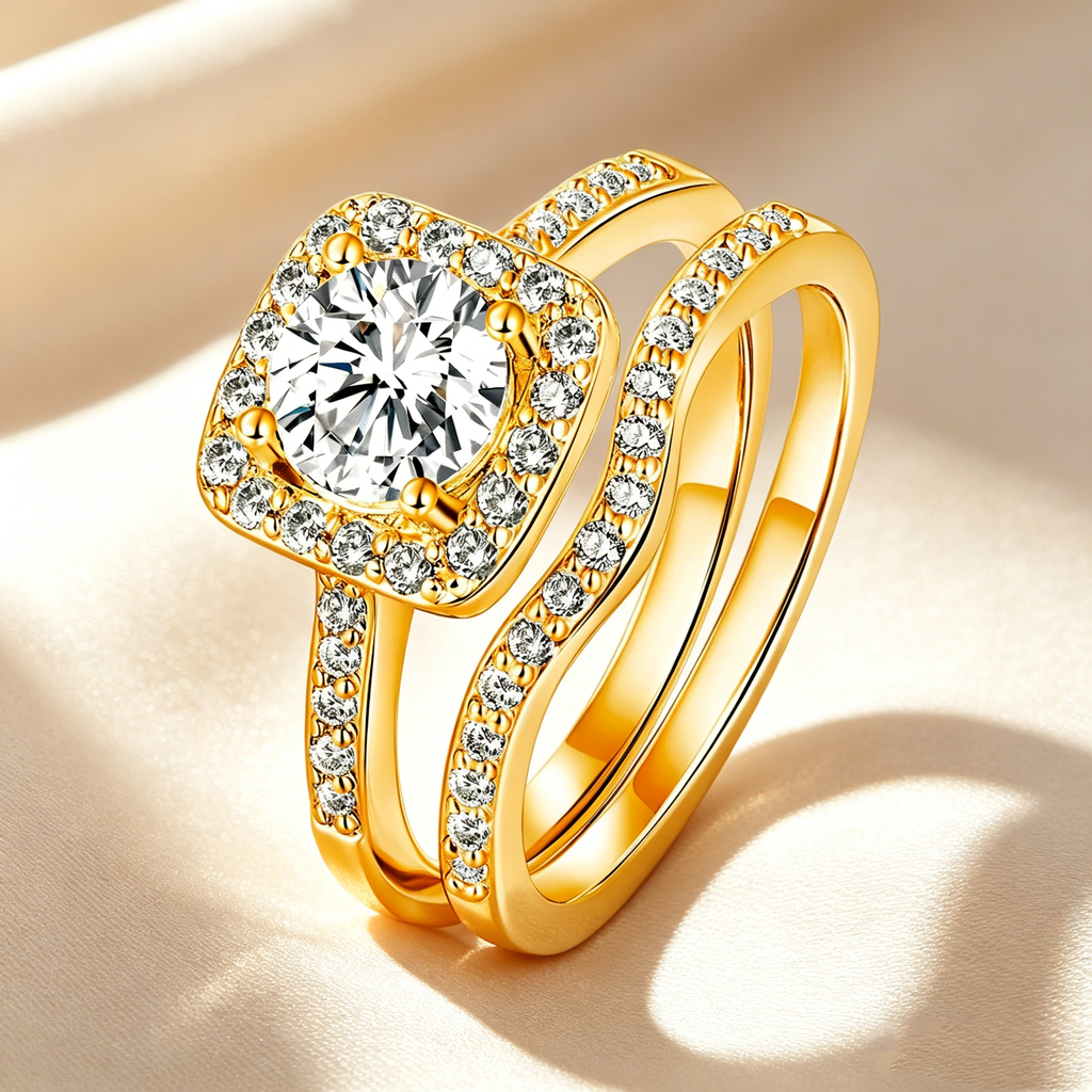 Circular Halo Stackable Ring Set