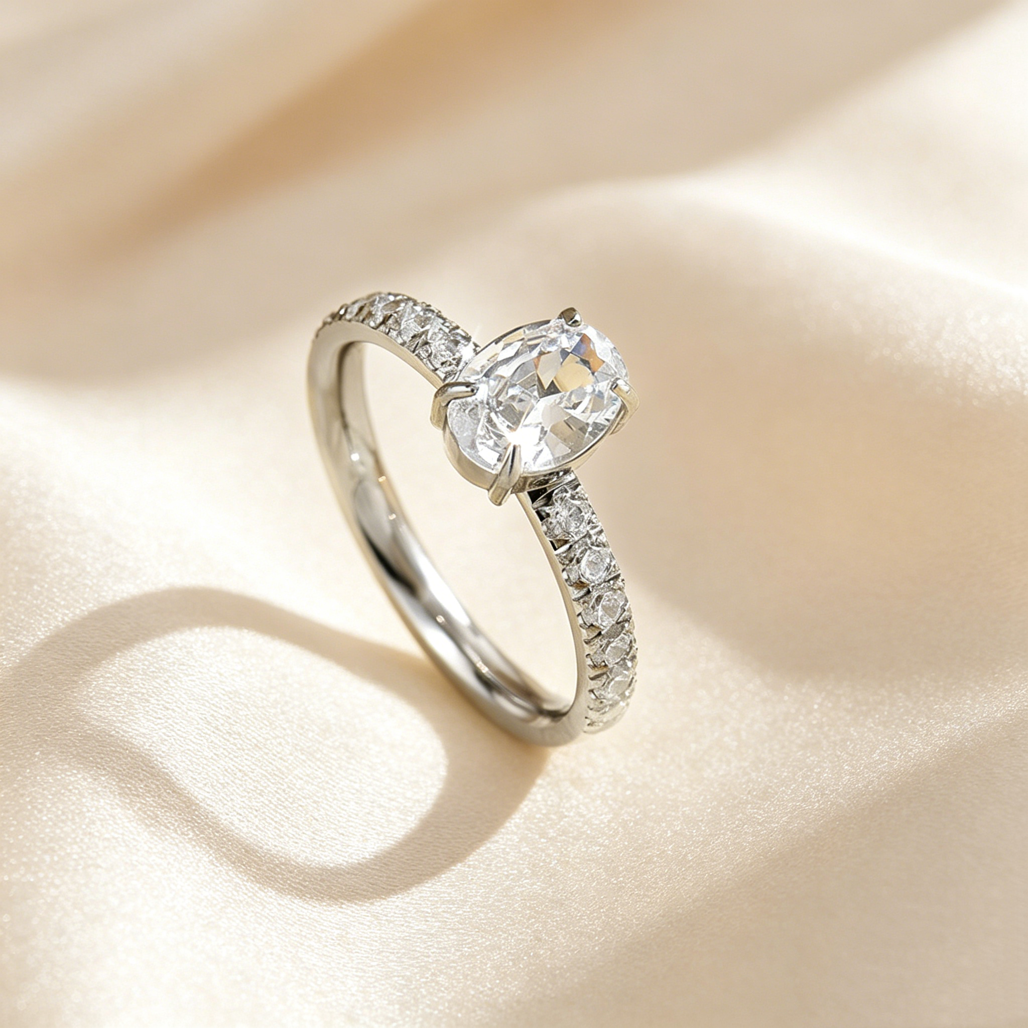 Oval Lumière Pavé Moissanite Ring