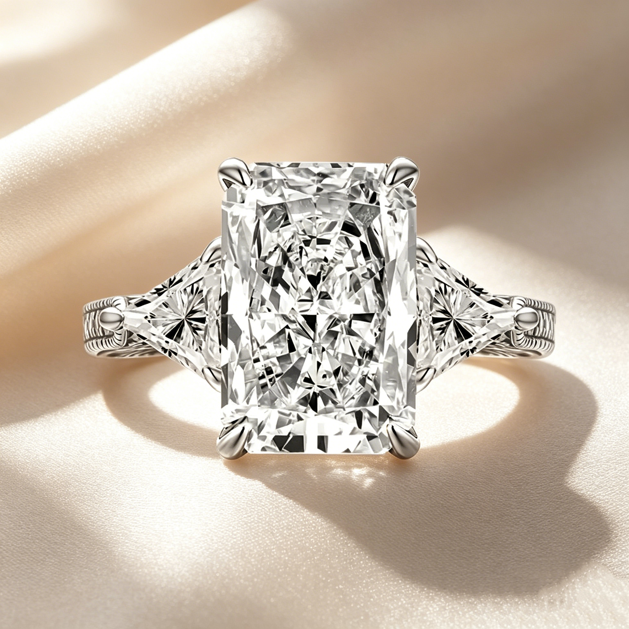 Radiant-Cut Three-Stone Vintage Ring