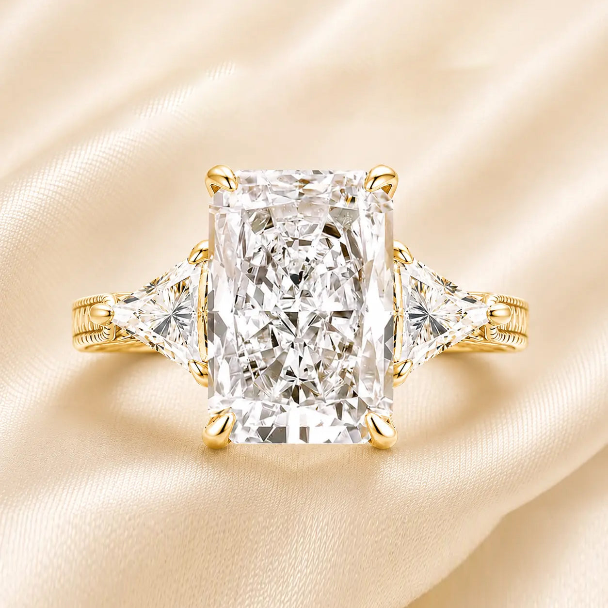 Radiant-Cut Three-Stone Vintage Ring