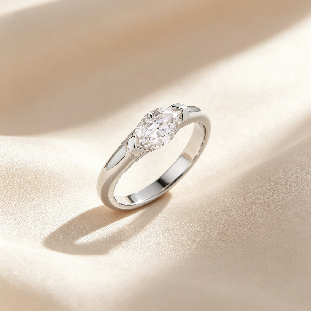 Marquise Solitaire Moissanite Ring