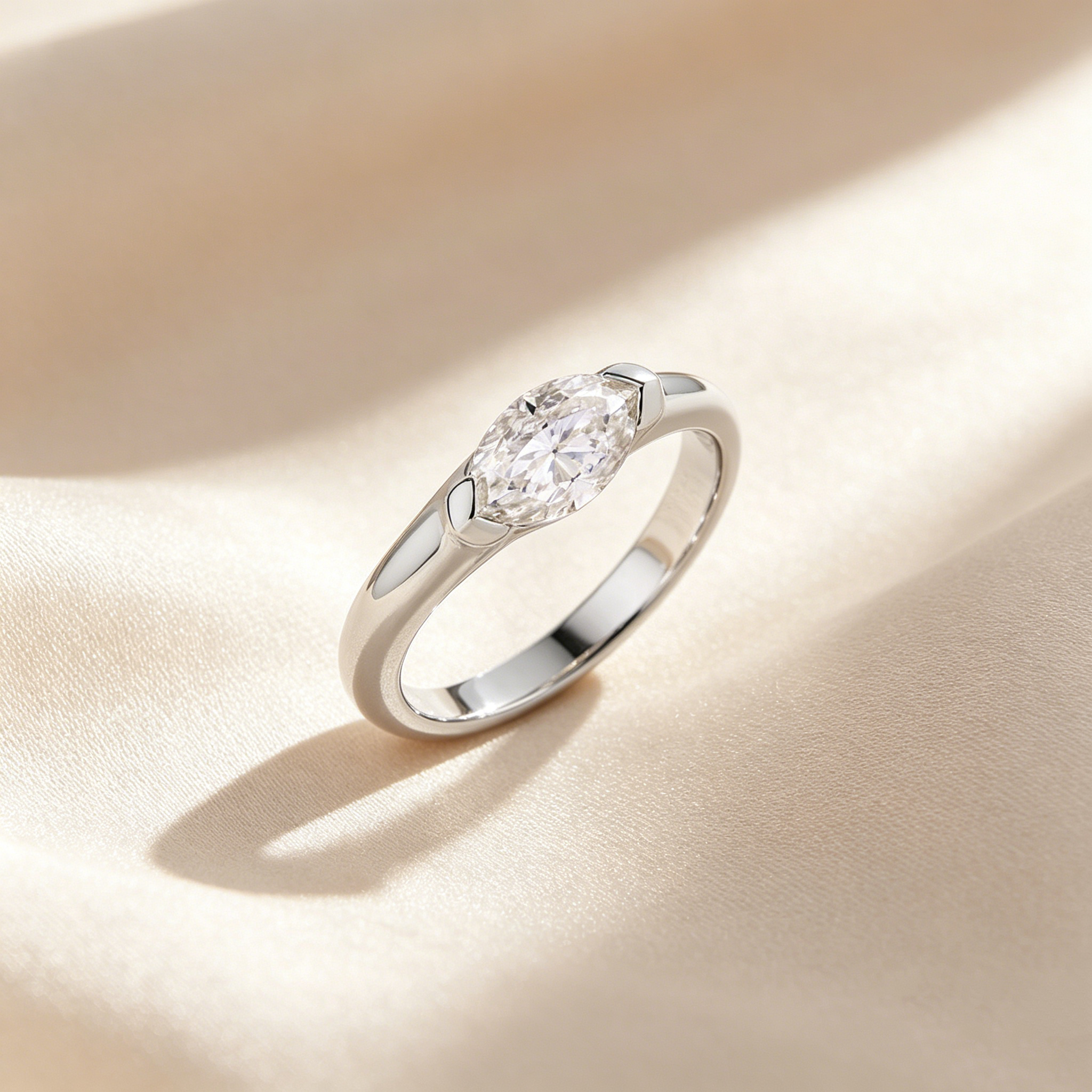Marquise Solitaire Moissanite Ring