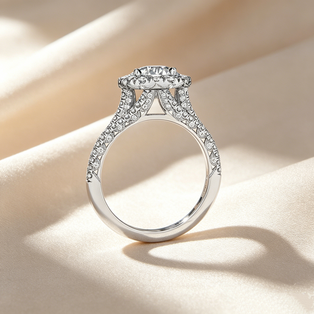 Triple Pavé Halo Ring