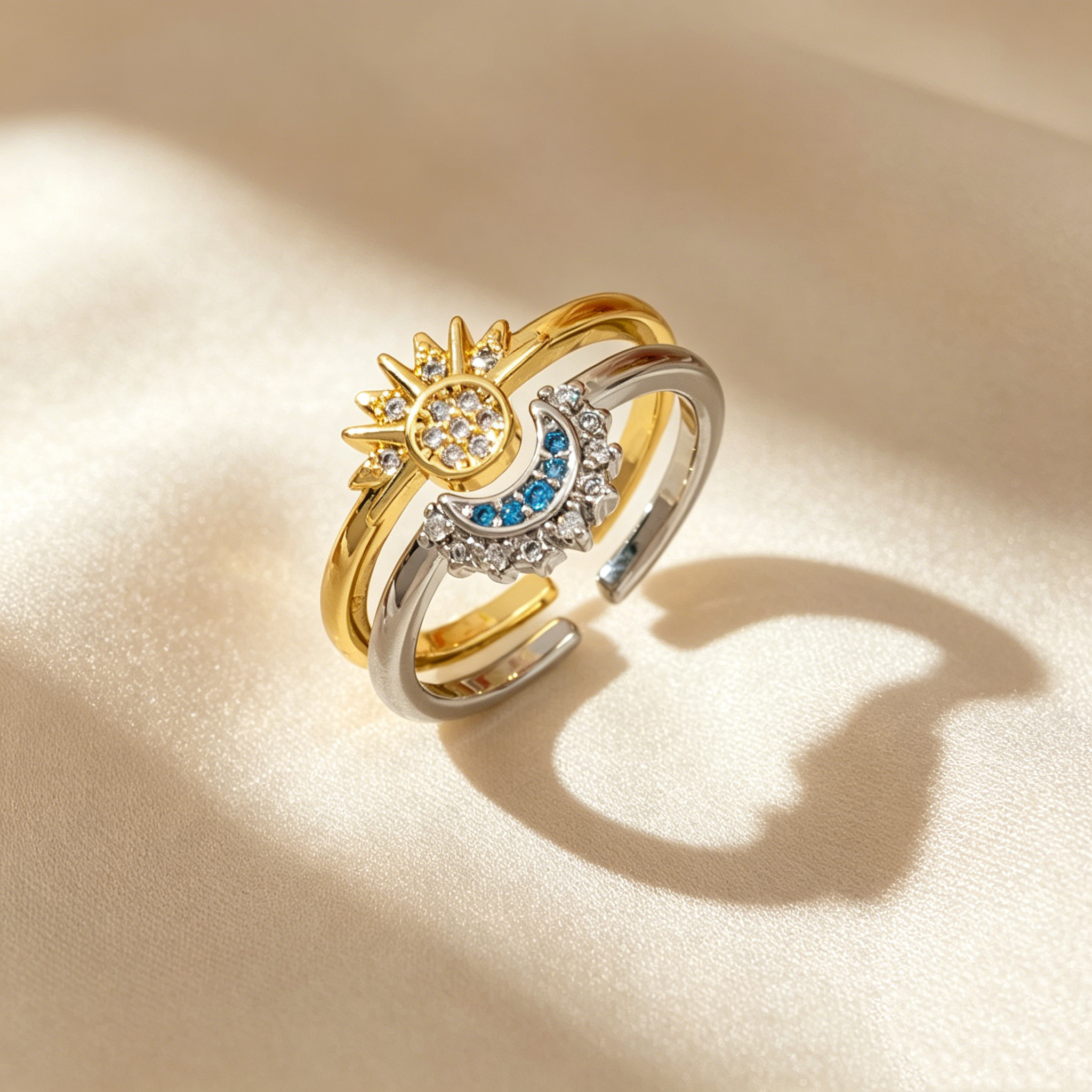 Sun & Moon Adjustable Ring Set