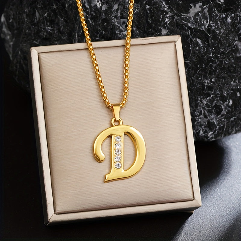 Crystal Accent Initial Necklace | Gold
