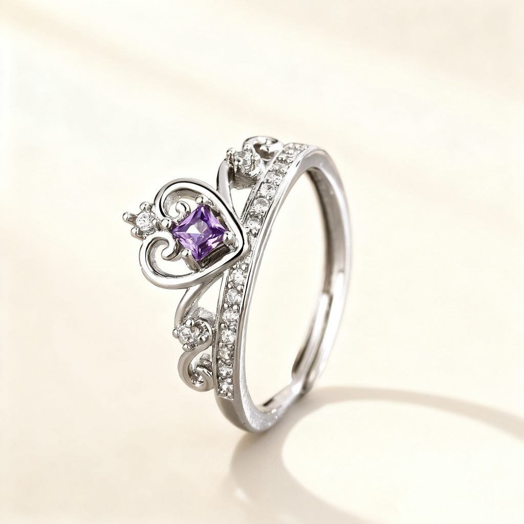 Amethyst Crown Ring Set