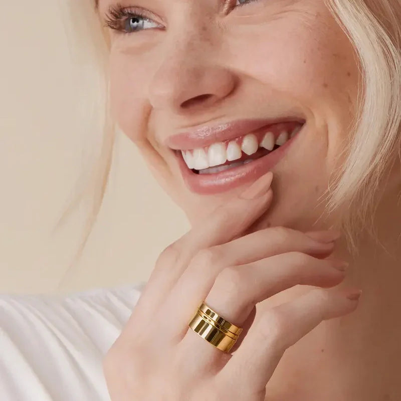 Minimal Polished Band Ring Set