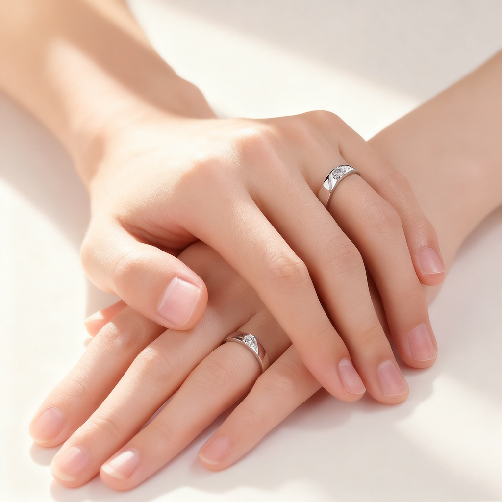 Interlocking Hearts Diamond Couple Rings
