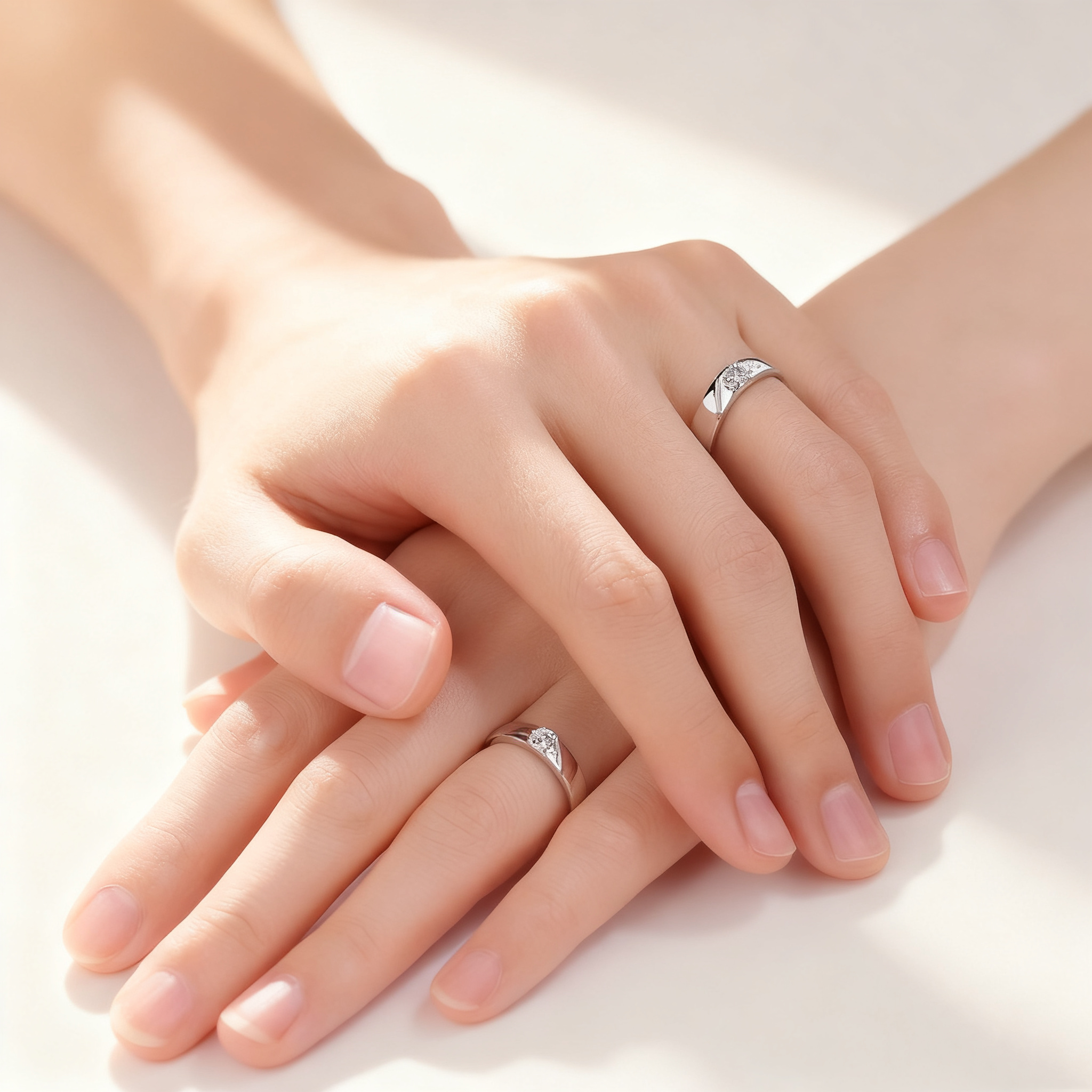 Interlocking Hearts Diamond Couple Rings
