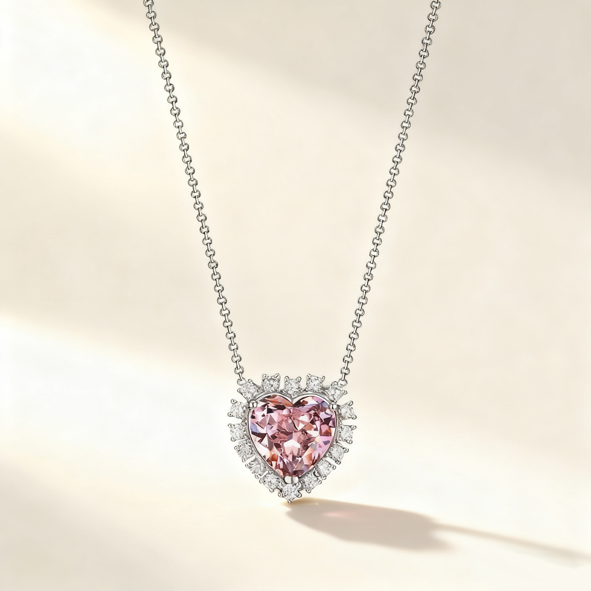 Heart-Cut Pink Crystal Ring & Necklace