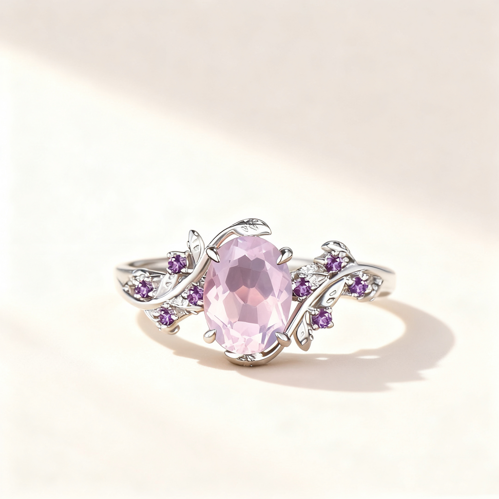 Amethyst Floral Pavé Ring Set
