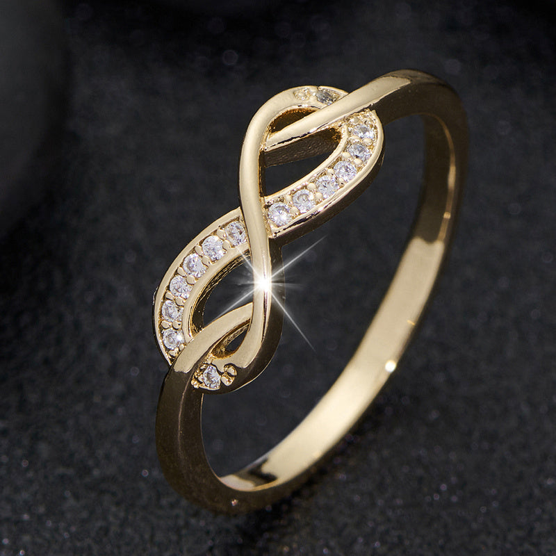 Lysette Crystal Infinity Ring | Gold