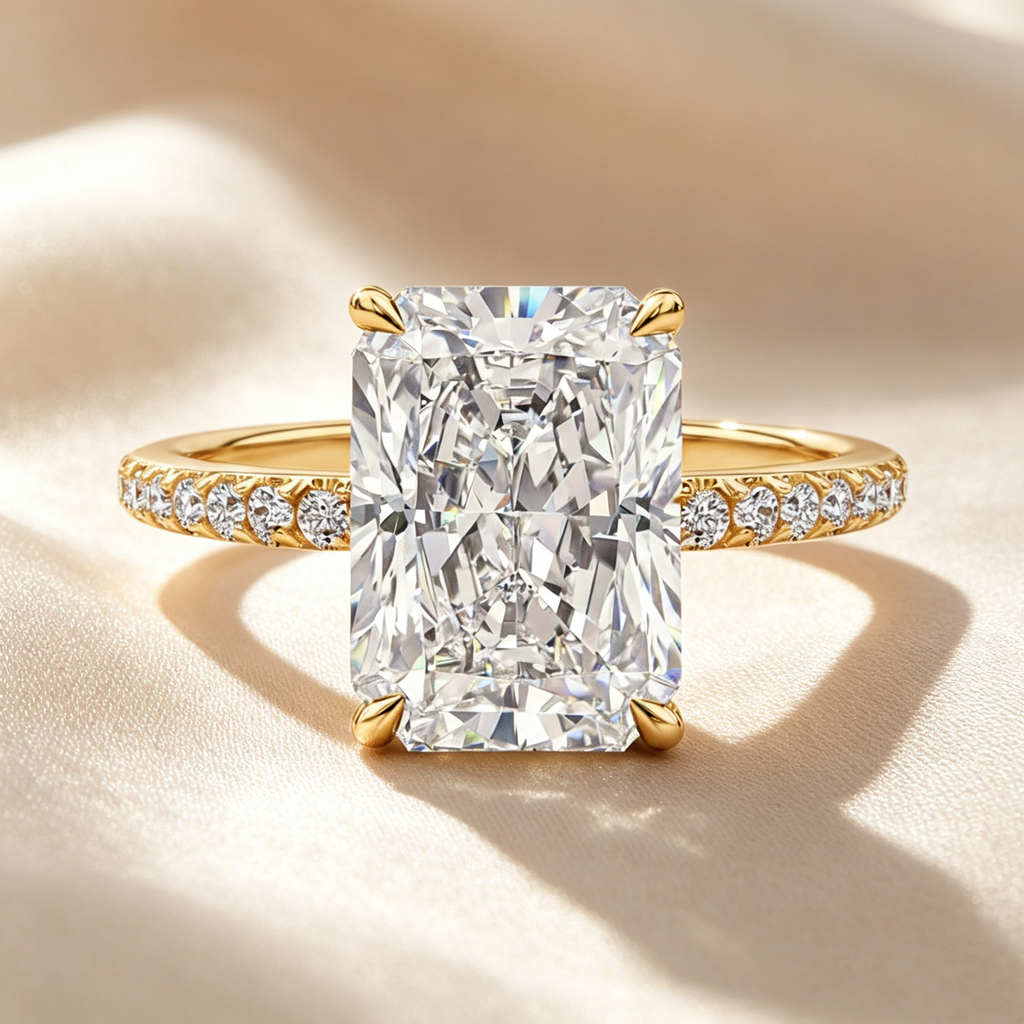 Radiant Cut Moissanite Ring Set
