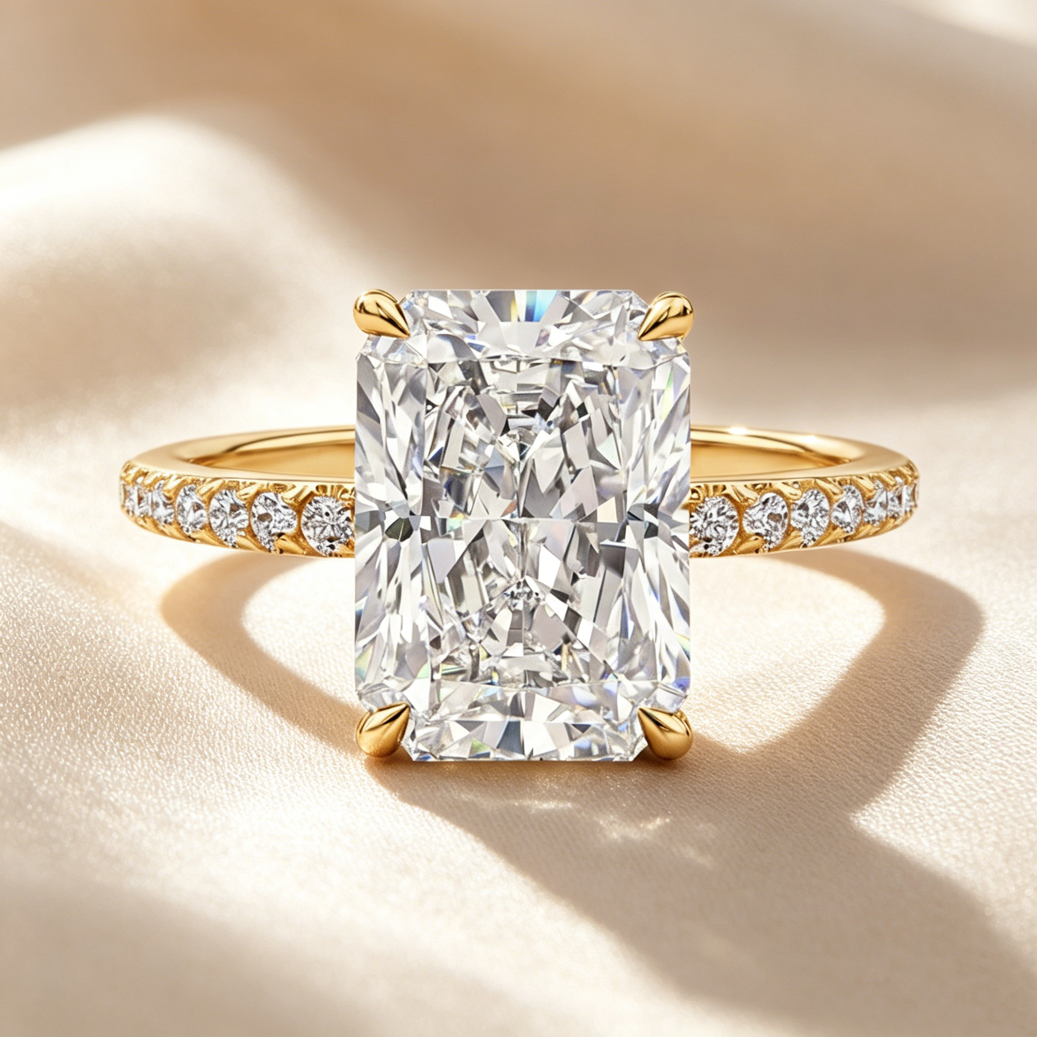 Radiant Cut Moissanite Ring Set