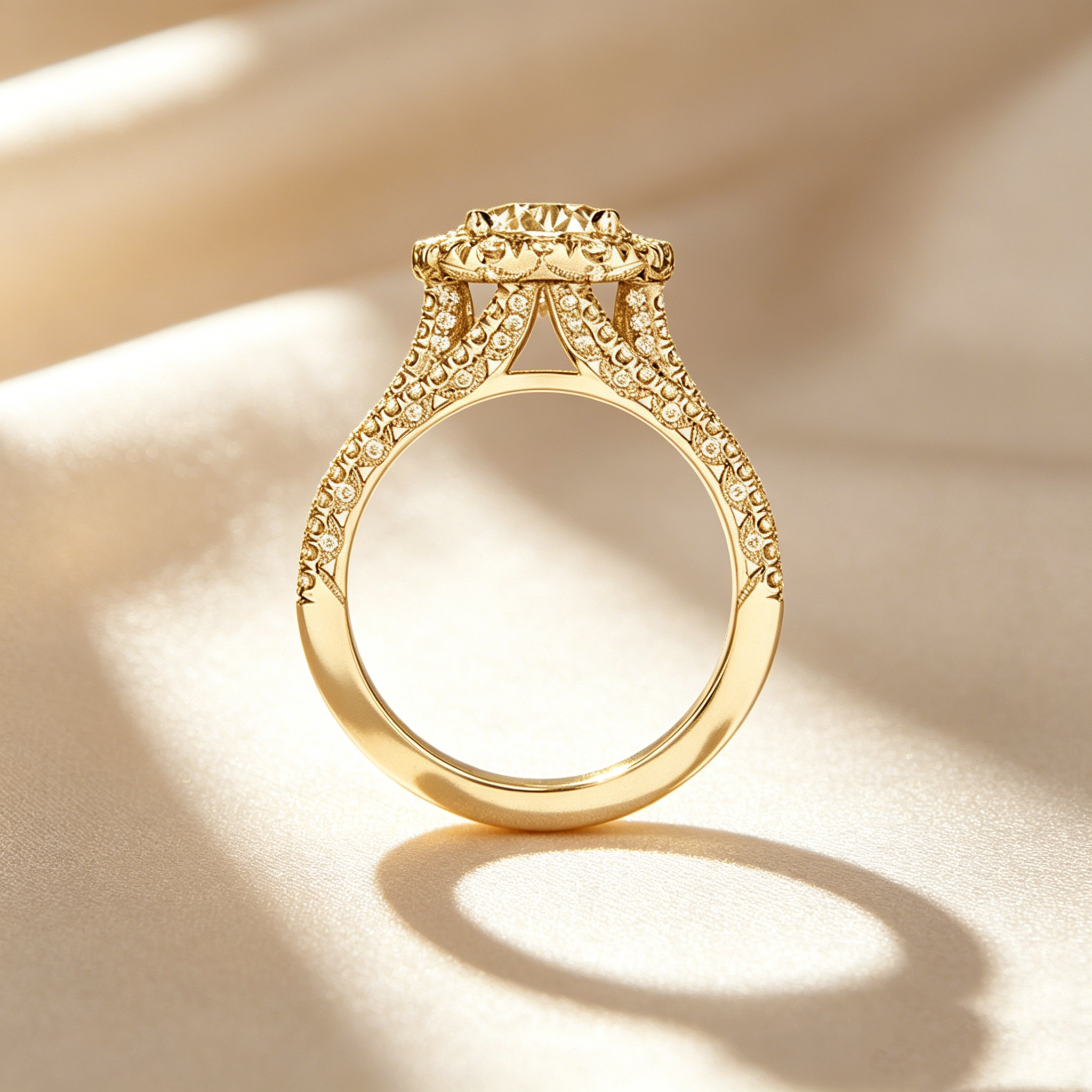 Triple Pavé Halo Ring
