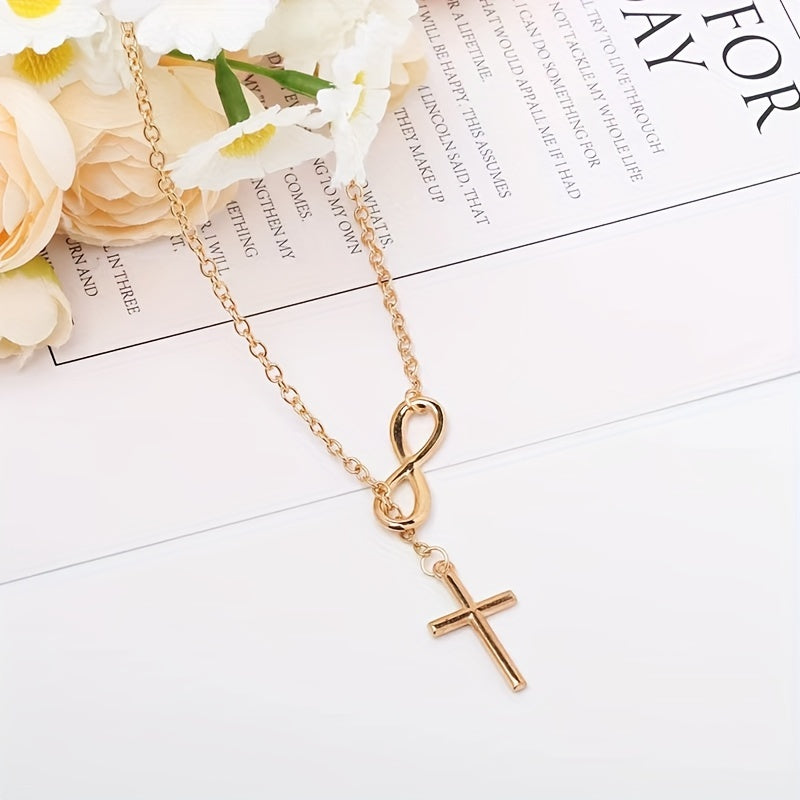 Eternal Cross Pendant Necklace | White Gold