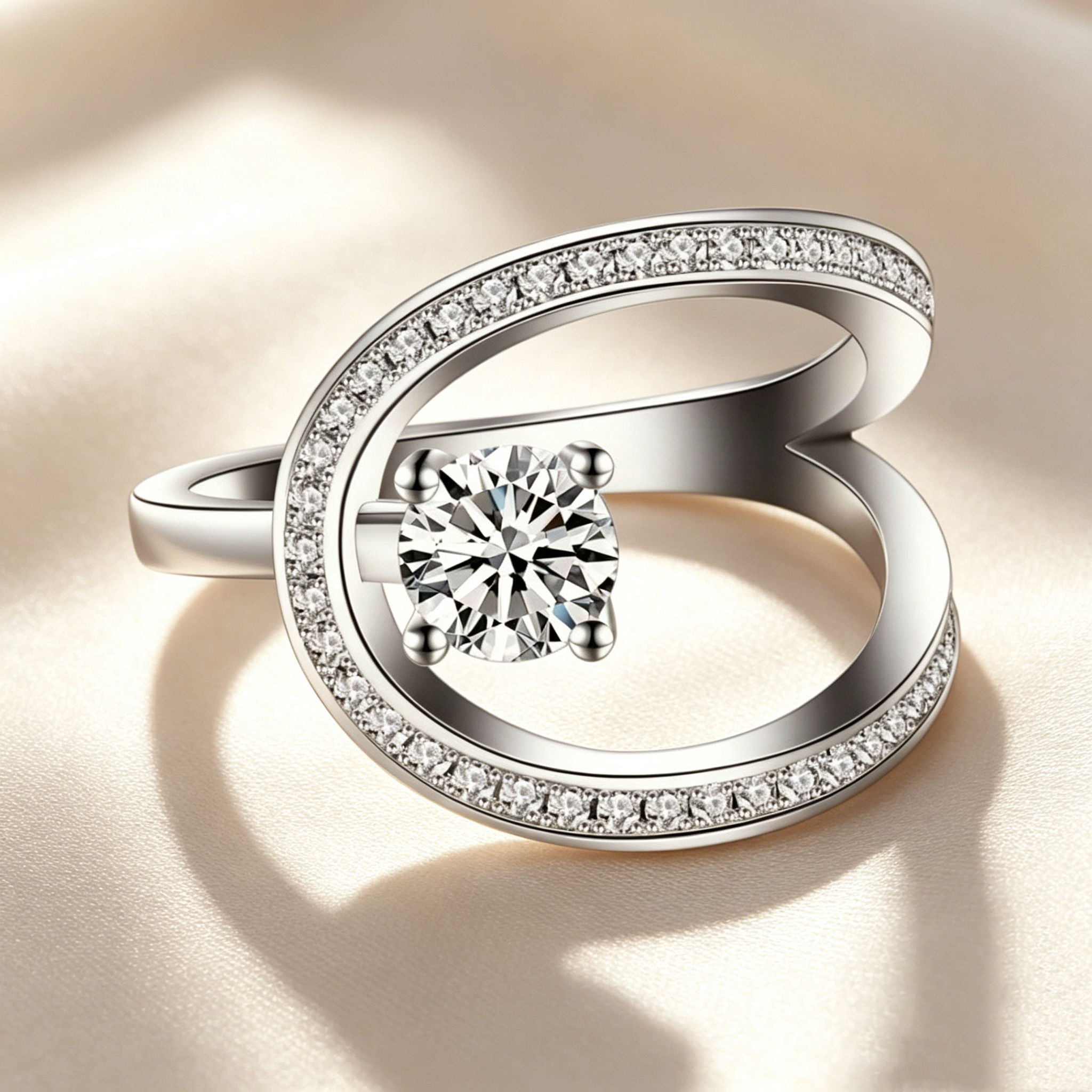 Geometric Wrap Pavé Ring