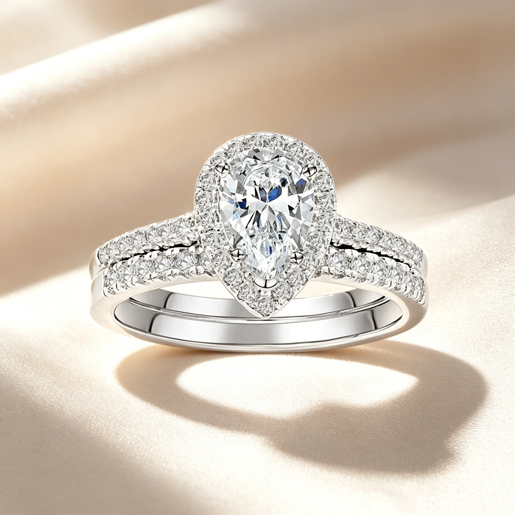Grace Pear Halo Ring