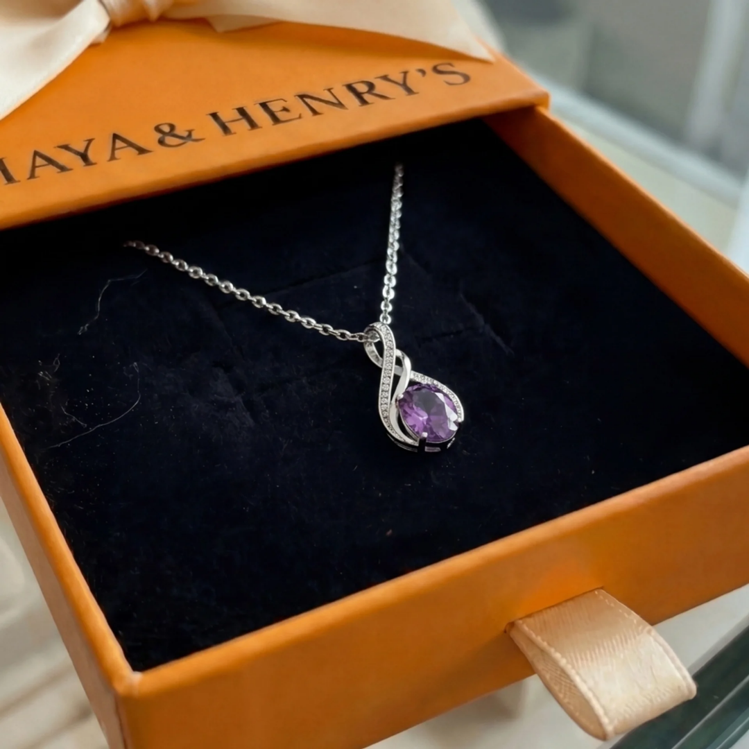 Amethyst Infinity Pave Necklace | White Gold