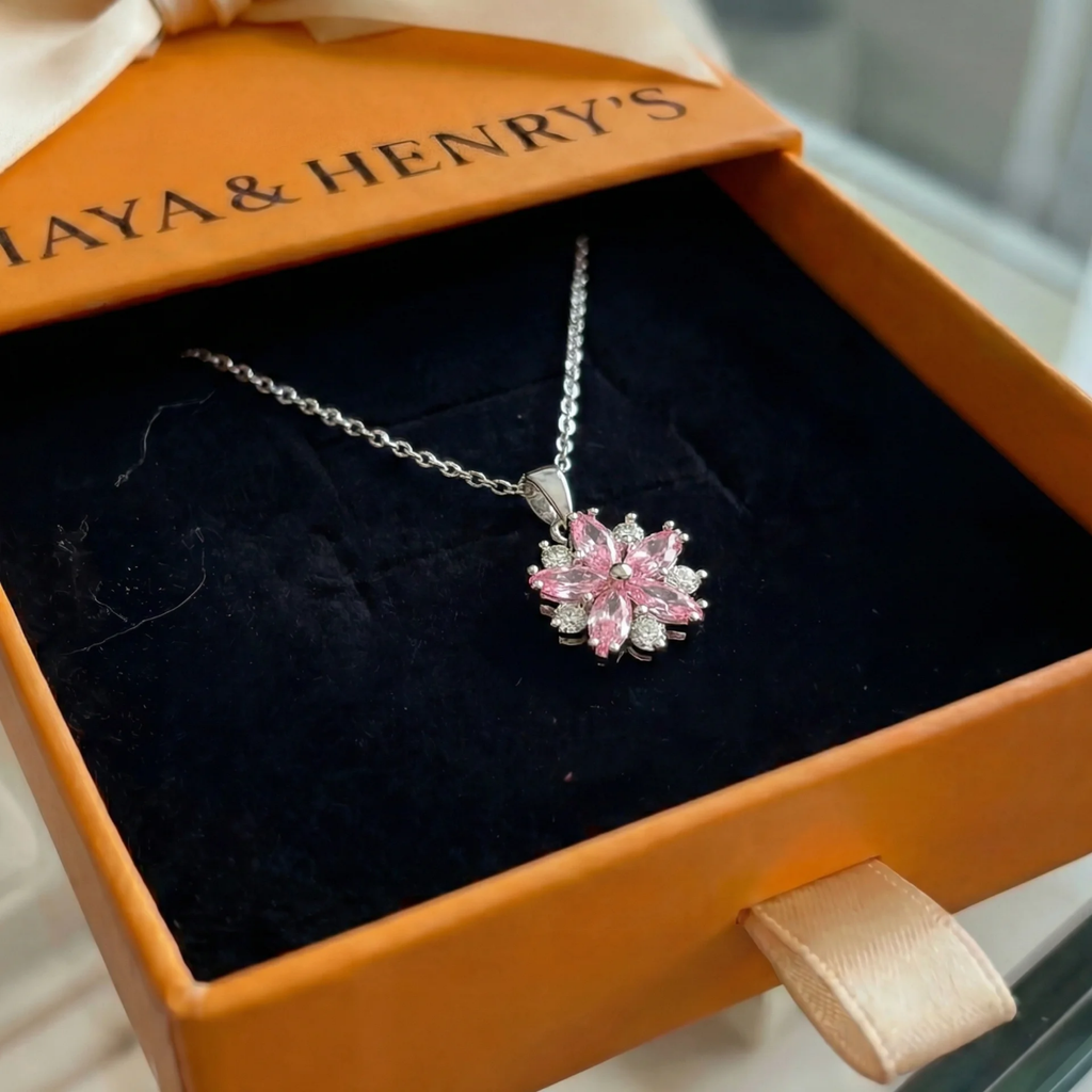 Cherry Blossom Necklace | White Gold