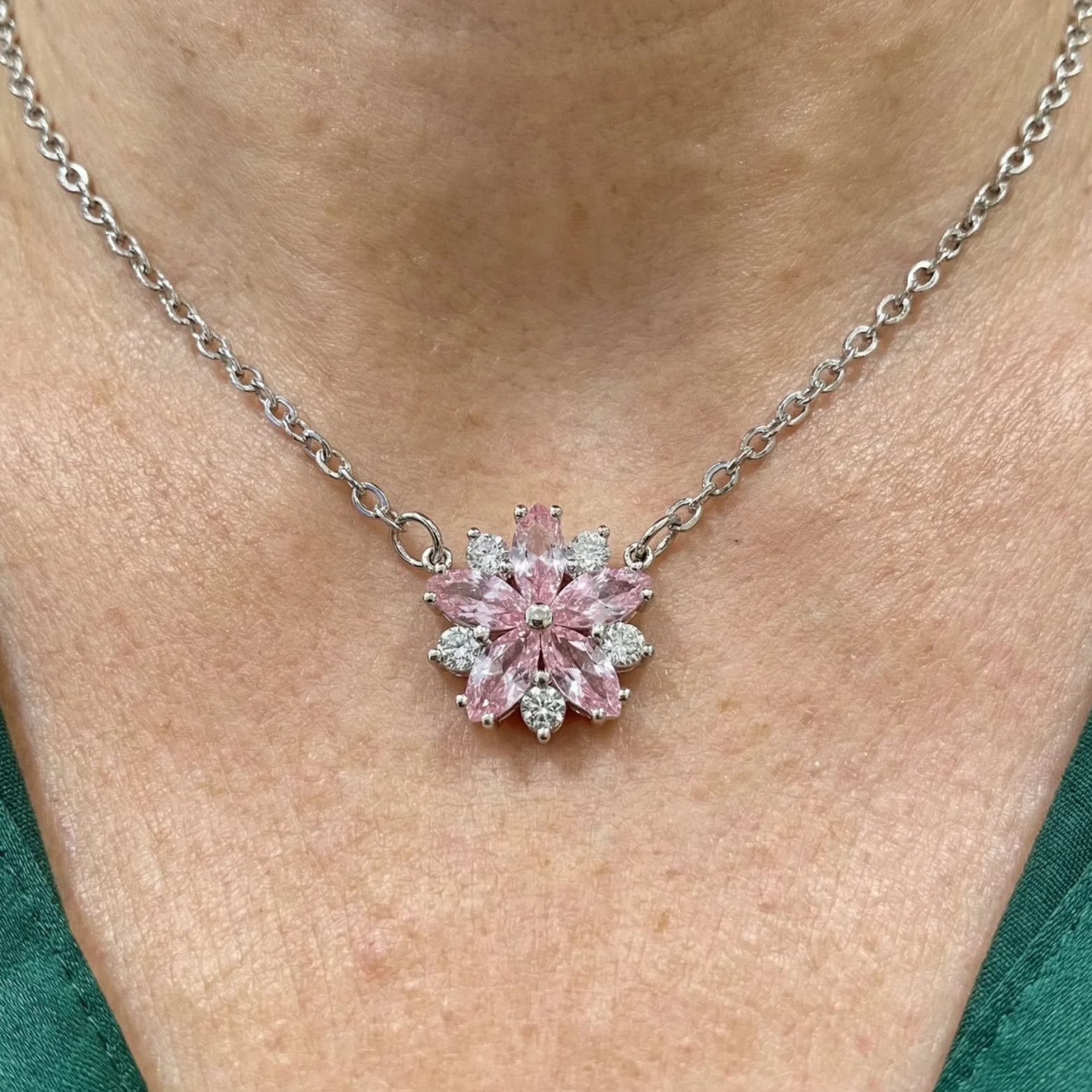 Cherry Blossom Necklace | White Gold