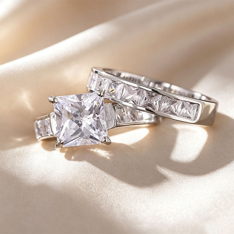 Princess Cut Pavé Stackable Ring Set