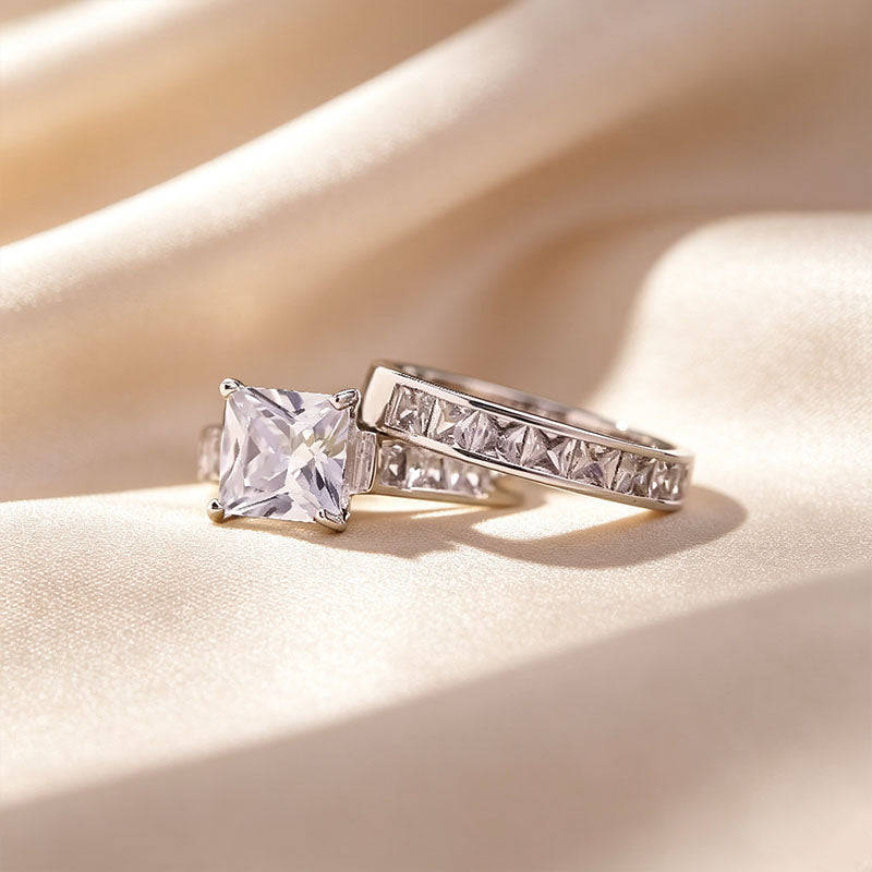 Princess Cut Pavé Stackable Ring Set