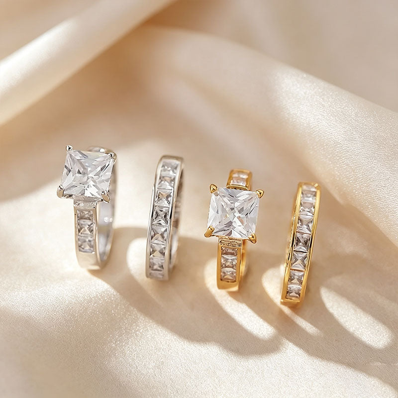 Princess Cut Pavé Stackable Ring Set