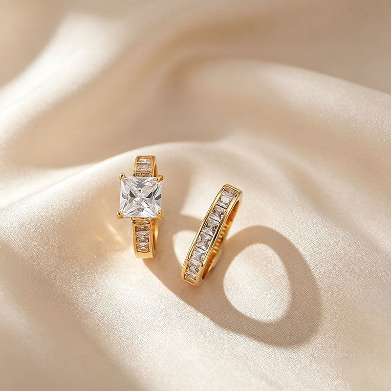 Princess Cut Pavé Stackable Ring Set