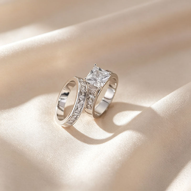 Princess Cut Pavé Stackable Ring Set