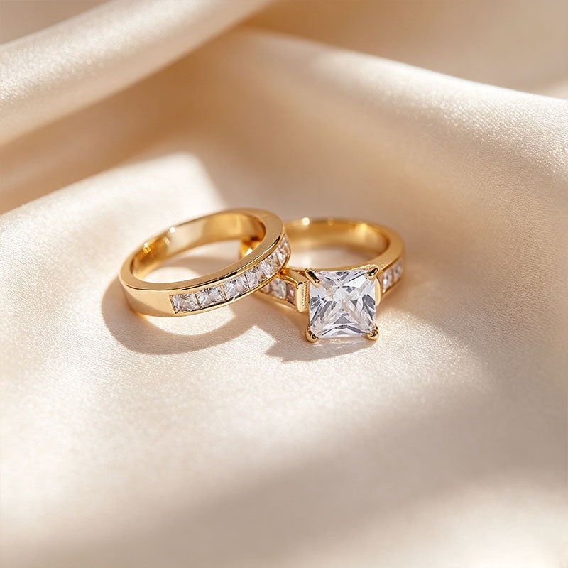 Princess Cut Pavé Stackable Ring Set