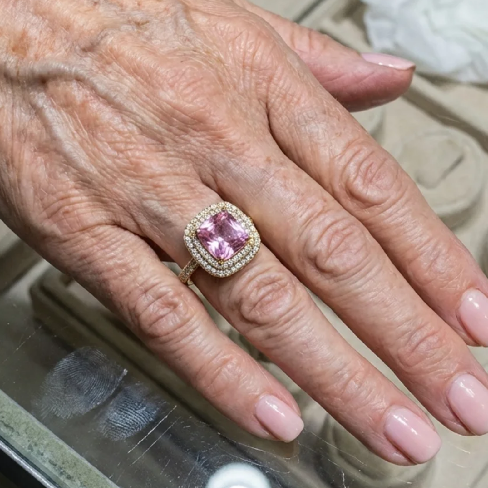 Cushion Pink Sapphire Ring | Rose Gold
